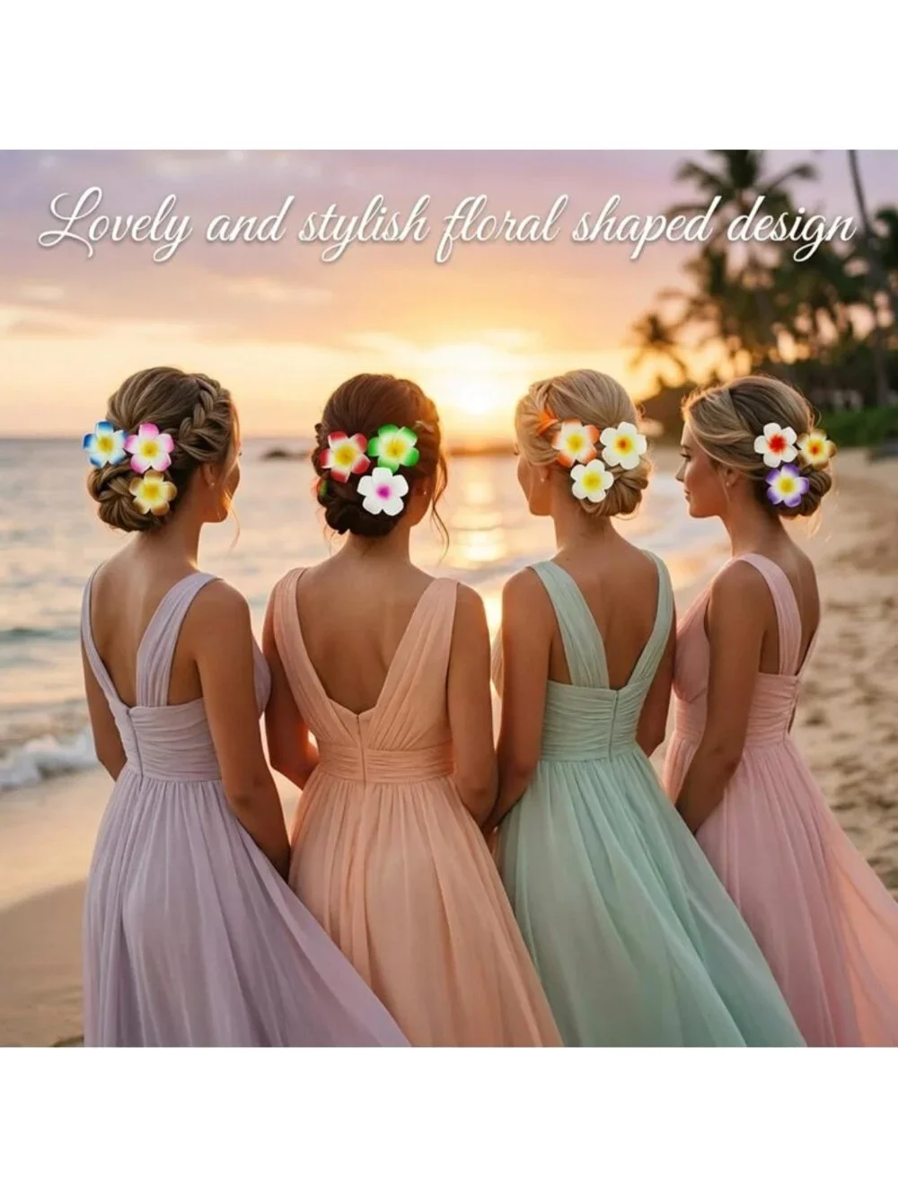 110 Pcs Plumeria Foam Hair Clips - Hawaiian Floral Accessories for Weddings